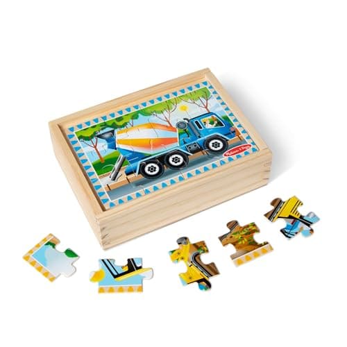 Image of Melissa & Doug Construction Puzzles in a Box | Puzzles | Wooden Toy | 3+ | Gift for Boy or Girl