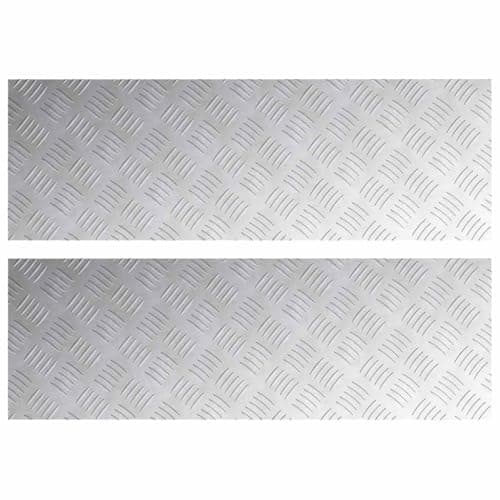 Image of RCODSSK Aluminium Checker Plate Stair Tread 2 Pack, 90x30cm Silver Stair Tread for Indoor Outdoor Use, Modern Non-Slip Step Mat for Home Office