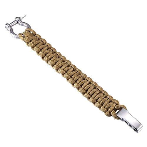 Image of DonDon Men's Paracord Survival Bracelet Woven Outdoor Bracelet with Stainless Steel Fastening Beige