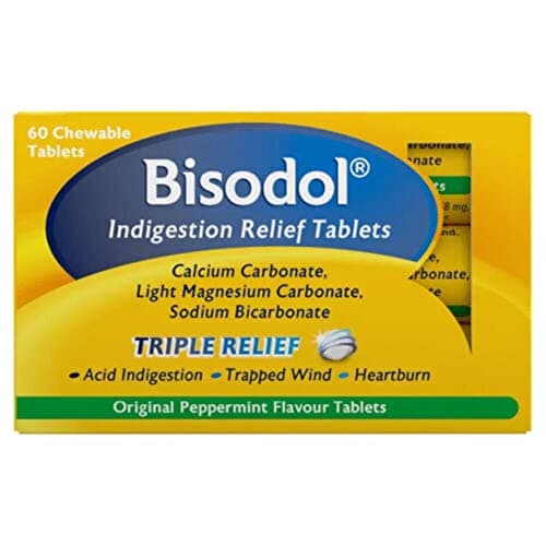 Image of Bisodol Original Peppermint Flavour 60 Chewable Tablets, 60.0 Count