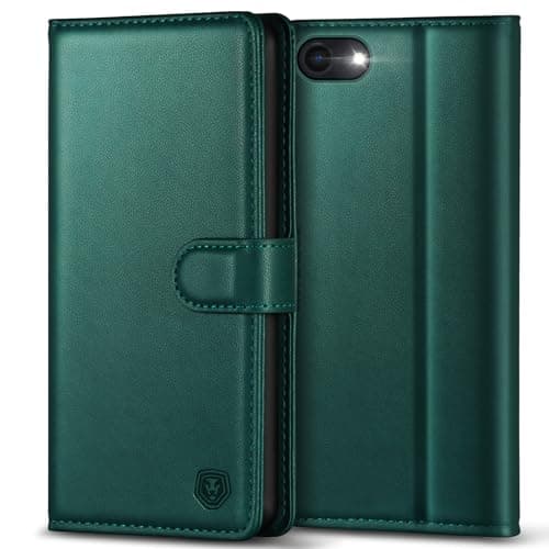 Image of Kuafcase Case Compatible for iPhone 7, iPhone 8, iPhone SE 2022, iPhone SE 2020, 4 Card Slots Magnetic Closure Kickstand Shockproof Protective Phone Case Compatible for iPhone 7/8/SE - Green