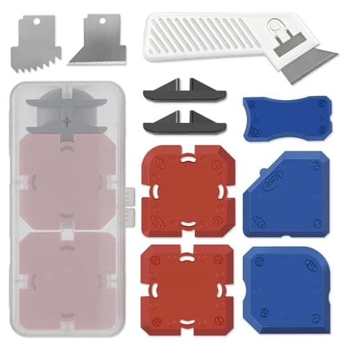 Image of Professional Caulking Tool Kit 11 Pcs, Silicone Profiling & Sealant Finishing Tools with Caulk Remover & Guides for Kitchen Bathroom Tile Floor Window Sink Toilet Joint, Easy Smoother Application