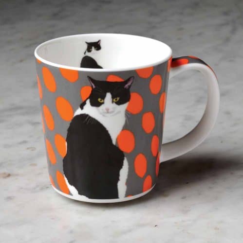 Image of Leslie Gerry Porcelain Mug Black and White Cat
