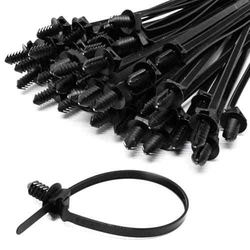 Image of S SYDIEN 20Pcs Black Fir Tree Nylon Push Mount Cable Zip Tie 8.3"x0.18"