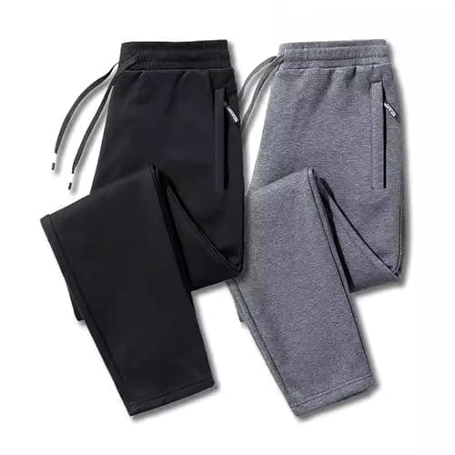 Image of LinRim Men's Jogging Pants, Winter Thermal, Lined Winter Trousers, Fleece Warm Sweatpants, Training Trousers, Gym Sports Pants with Drawstring, Breathable Sweatpants with Zipper Pocket, black 1, XL
