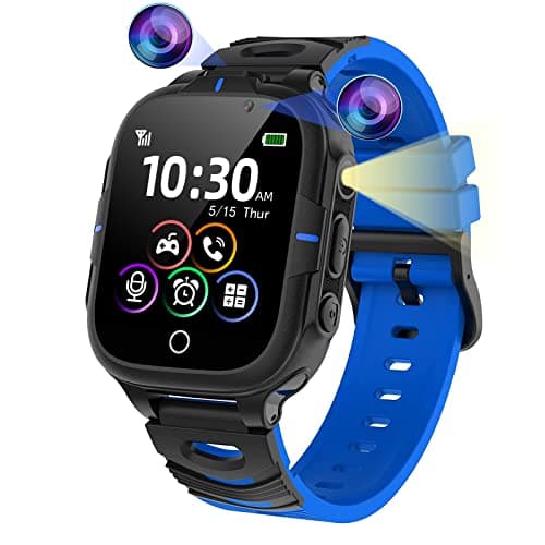 Image of ELEJAFE Kids Smart Watch for Boys Girls, Calls, Phone, SOS, 24 Games, 2 Cameras, Smart Watch for Kids with Flashlights MP3 Music Alarm for Christmas Birthday Gifts (Blue)