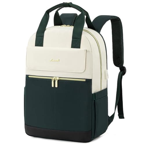 Image of LOVEVOOK Backpack Womens, 15.6 Inch Laptop Rucksack Bag for Ladies, Lightweight School Bag with USB Port & Anti-theft Pocket, Stylish Daypacks Back Pack for College Uni Work Travel, Dark Green