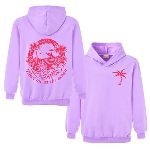 Image of Xpialong Gifts Pink Hoodie Palm Boys Girls Pullovers Hoodies Children's Tops Jumper (Purple,12-13 Years,12 Years,13 Years)