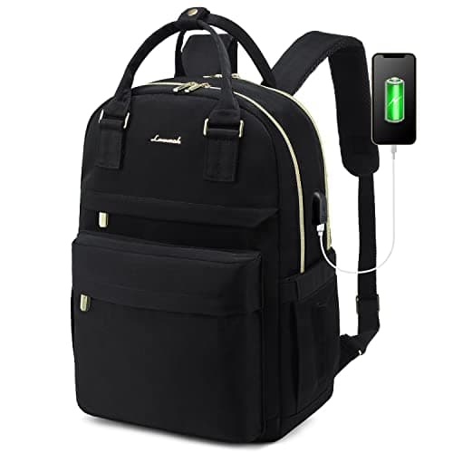 Image of LOVEVOOK Laptop Backpack Womens, 15.6 Inch School Bags for Women Waterproof Computer Rucksack with USB Port for Travel Business College Work, Black