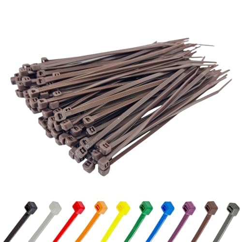 Image of Brown Cable Ties (100 Pack - 100mm x 2.5mm) Small Nylon Zip Ties Plastic Tie Wraps for Office Cable Tidy Garden DIY
