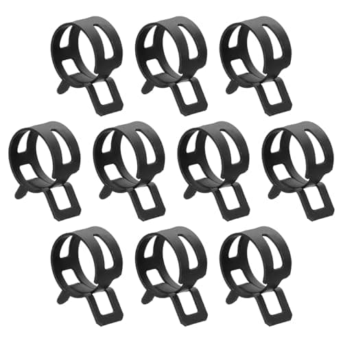 Image of sourcing map 10pcs Spring Band Type Hose Clamps 16mm Fuel Line Hose Spring Clip Silicone Vacuum Hose Pipe Clamp Low Pressure Tube Clip Fastener, Black