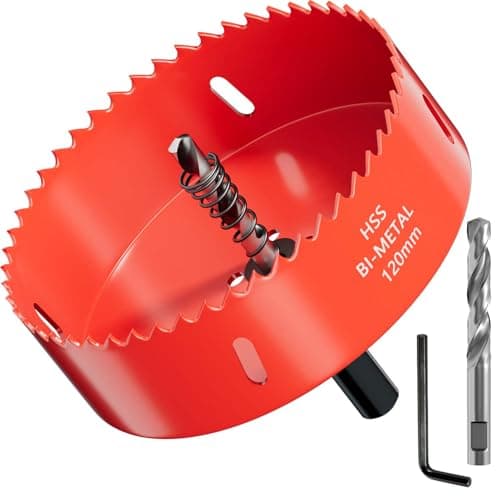 Image of GARHWAL Bi-Metal Hole Saws - 120mm Wood Cutter, Metal Hole Saw, Circular Cutter for Walls, Core Drill Bit - Fast Cutting with Long-Lasting Blades for Plumbing, Conduits, Kitchens, Other DIY Projects