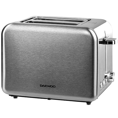 Image of Daewoo 2 Slice Stainless Steel Toaster – Adjustable Browning Control, Defrost & Reheat Function, Removable Crumb Tray, Compact Kitchen Toaster