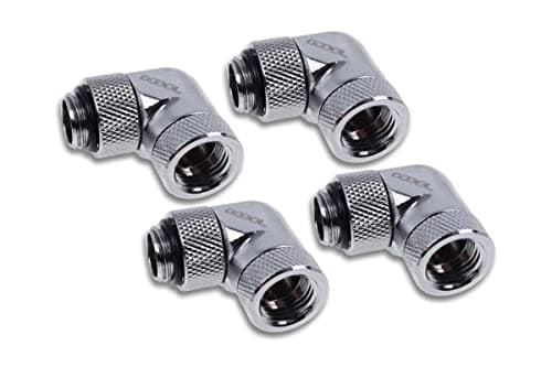 Image of Alphacool Eiszapfen Angled Adaptor 90° Rotatable G1/4 AG to G1/4 IG – 4 Pieces Set Chrome