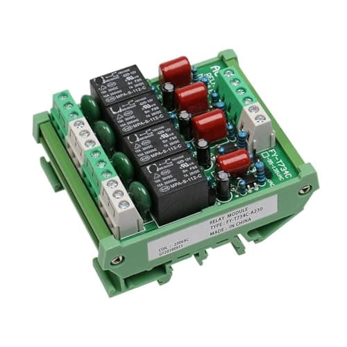 Image of Rail 4 Channel Relay Module 1SPDT Rail Mount 12Volt DC 24Volt DC Interface Relay Module 230VAC 5VDC(FY-T734-230VACDC)