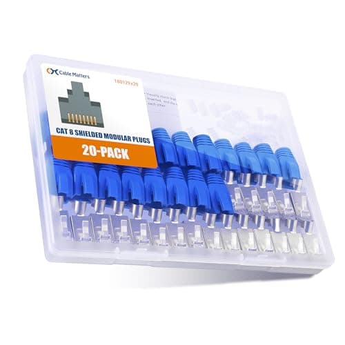 Image of Cable Matters 20-Pack 23-24AWG Shielded Cat8 RJ45 Connectors with Load Bar & Strain Relief Boots, Cat8 RJ45 Connector/Cat 8 Network Connector, NOT Compatible with 22AWG Cable