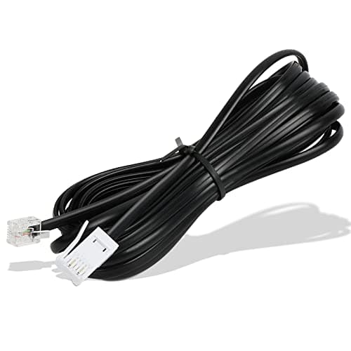 Image of Uvital Telephone Extension Cable 5M for Home & Office, BT Phone Plug to RJ11 Male, 2 Pin 6P2C Lead for Landline, Modem, Fax(Black)