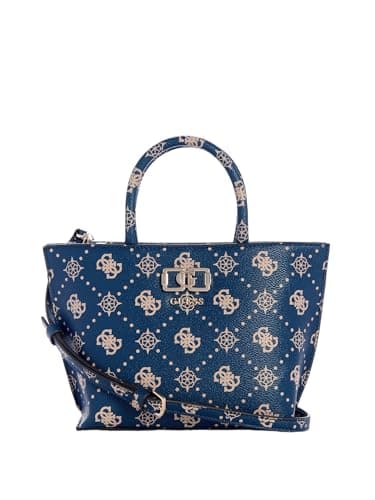 Image of GUESS handbag cross body bag Emelie Logo Mini Tote Navy Logo dark blue