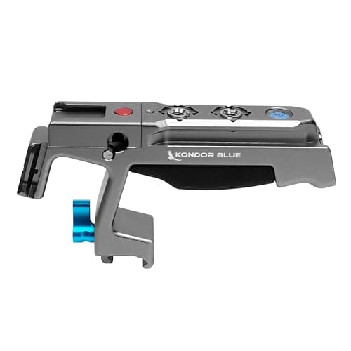 Image of KONDOR BLUE | Talon XL NATO Top Handle with REC Trigger for Camera Cages | Dual NATO Rail, 3/8-16 ARRI-Style Mounts, Cold Shoe Slots, Ergonomic Grip, Bubble Level | Gray