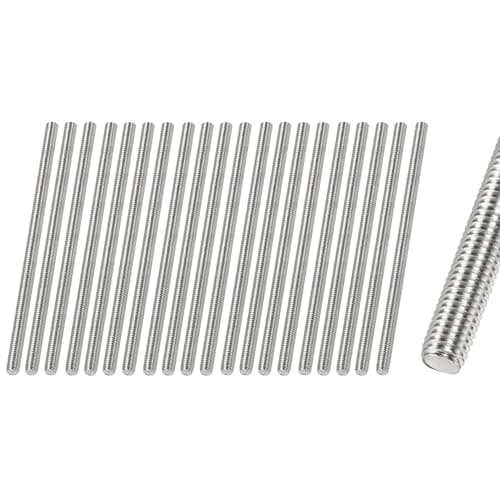 Image of HiPicco Fully Threaded Rod M3 x 20mm 0.5mm Thread Pitch, 20 Pack 304 Stainless Steel Right Hand Threaded Rods Bar Studs for Furniture Machinery Assembly