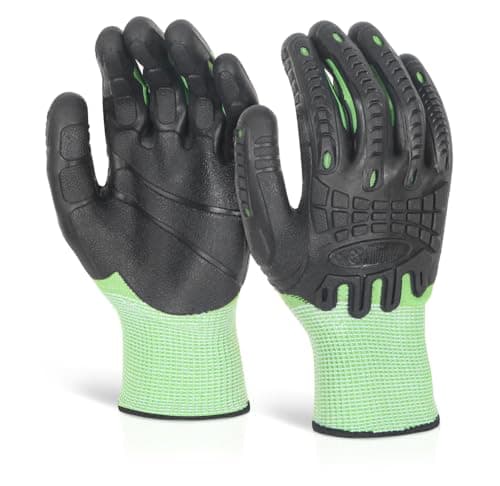 Image of Beeswift Glovezilla Cut Resistant Fully Coated Impact Glove/Tear Resistance Safety Gloves Personal Protective Equipment Work Gloves PPE Workwear – Green/Black - X-Large - 1 Pair