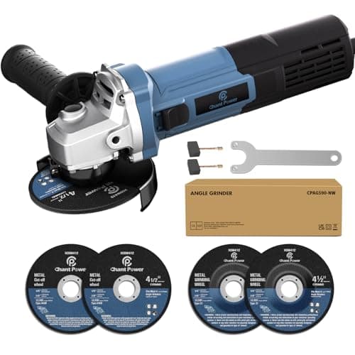 Image of C P CHANTPOWER Angle Grinder Power Tool, 115mm Corded Cutting Grinding Polishing with 2X Cutting Wheel, 2X Grinding Wheel and Side Handle, 750W 220-240V Cutter