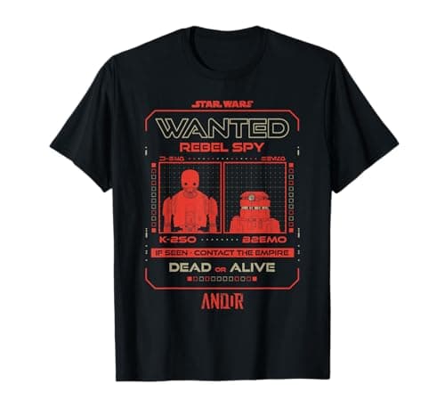 Image of Star Wars Andor Rebel Spy K-2SO And B2EMO Wanted Poster T-Shirt