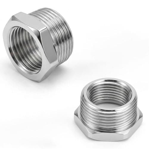 Image of QZKJQDD 2 Pcs 304 Stainless Steel Reducer Hex Bushing, 1" BSP Male to 3/4" BSP Female Pipe, Reducing Adapter Fitting Converter, for Water Oill Air Gas