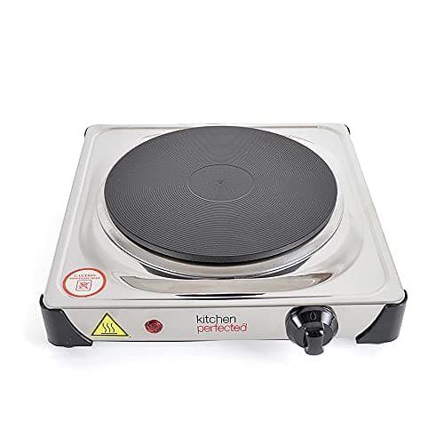 Image of Kitchen Perfected 1500W Single Hotplate / Cast Iron / Variable Heat Settings / Overheat Protection / Corrosion Resistant / Power Indicator / Non Slip Feet / Easy Clean - Polished Steel - E4103SS