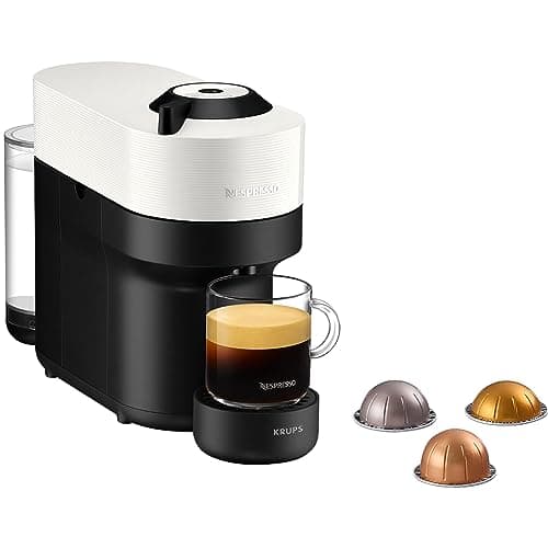 Image of Krups Nespresso VERTUO POP XN9201 Capsule Coffee Maker, Espresso Machine, 4 Cup Sizes, Centrifusion Technology, 35% Recycled Plastic, Coconut White, White