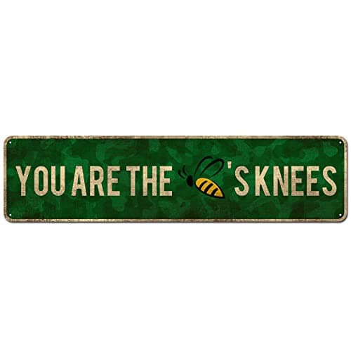 Image of CIVOTIL Retro Wall Décor Tin Sign 4" x 16", Vintage Signs - You are The Bee's Knees, Novelty Tin Plaques Poster for House Cafe Club Home Or Bar