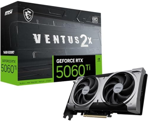 Image of MSI Gaming RTX 5060 Ti 16G Ventus 2X OC Plus Graphics Card (16GB GDDR7, 128bit, Extreme Performance: TBA MHz, DisplayPort x 3 2.1a, HDMI 2.1b, NVIDIA Blackwell Architecture)