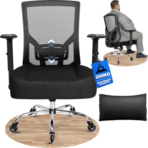 Image of MELOKEA 440LBS 200kg Ergonomic Office Chair for Heavy People with Rubber Caster,Extra Wide Heavy Duty Chair XXL High Back Shoulder Relaxation, Spring Seat Ultra-Thick Big&Tall 90° - 130° Lock
