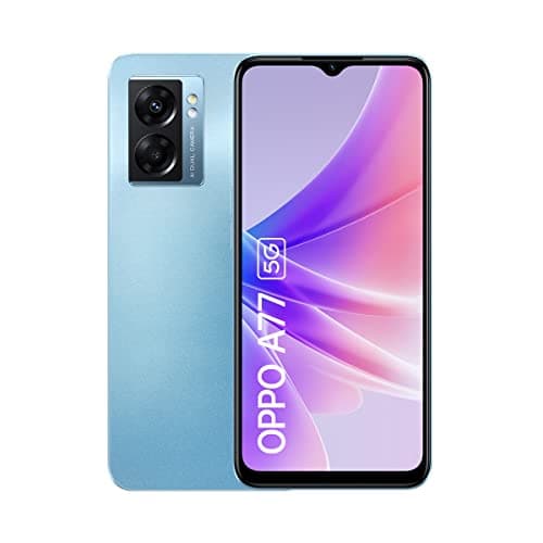 Image of OPPO A77 5G Smartphone, MediaTek Dimensity 810 5G, 6.56” LCD HD+ 90Hz, 48MP+2MPrear camera, 8MP front camera, RAM 4GB + ROM 64GB with RAM expansion, 5000mAh 33W Supervooc, Ocean Blue (Renewed)