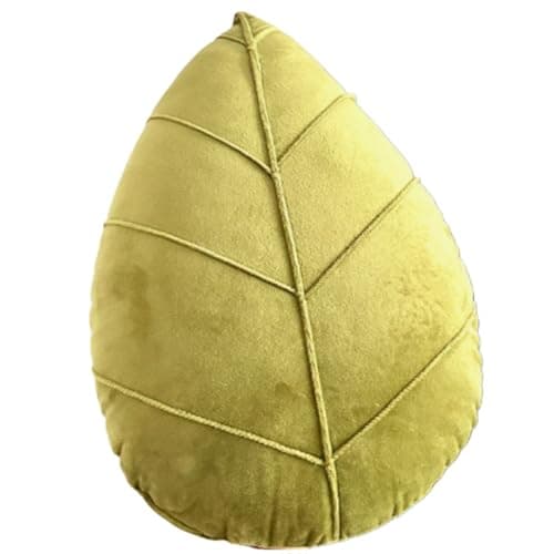 Image of OUKEYI Leaf Throw Pillow, 38x25cm 3DDecorative Plant Soft Plush Leaf Shaped Cushion Novel Plush Backrest Pillow Plant Sleeping Mat Bedroom Sofa Sofa Living Room (Grass green)