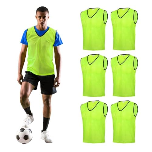 Image of GSi Sports Pinnies - Pack of 06 - Free Size for Youth/Adult - 5 Color Options - Soccer, Basketball Practice Vest (Yellow)