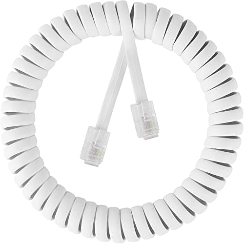 Image of SAISN Telephone Handset Cord Modular Coiled Phone Curly Cable (6 Feet, White)