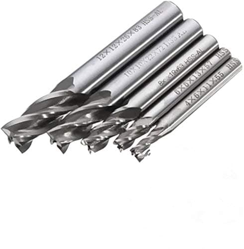 Image of End Mill Bits, 5Pcs HSS CNC Carbide Straight Shank 4 Flute End Mill Cutter Drill Bit -4/6/8/10/12mm for Wood Aluminum Steel Titanium