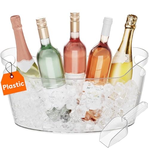Image of Lifewit 6.5L Ice Bucket for Parties, Portable Champagne Bucket for Cocktail Bar, Clear Plastic Drink Cooler for Beverage/Wine/Beer/Juice, Mimosa Bar Chiller Tub with Scoop 38 x18x20 cm/15x7x8"