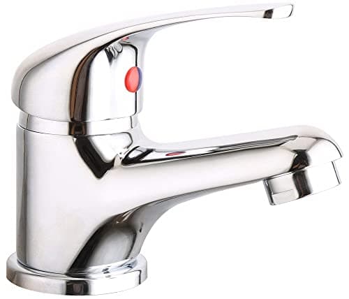 Image of VeeBath Eco/Prima Mono Basin Mixer Tap Bathroom Sink Washroom Basin Single Lever Brass Mixer Tap with Pop Up Waste- Chrome