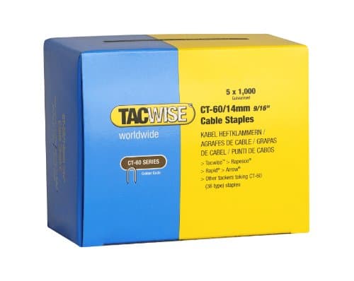 Image of Tacwise CT-60/14mm Cable Tacker Staples (Box 5000), Silver, 0356