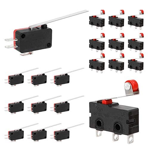 Image of Iyowei 10 PCS Micro Limit Switch Long Hinge Lever + 10 PCS Momentary Roller Lever, 3 Pins Micro Limit Switch V-153-1C25 5A 250V 1NO 1NC Arm Momentary Switch SPDT Snap Action