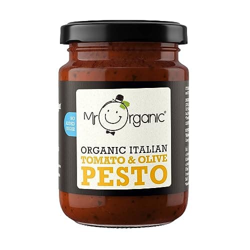 Image of Mr Organic - Organic NAS Tomato & Olive Pesto 130g - Non GMO & Preservative Free - Gluten Free & Vegan - No Added Sugar - Pack of 1