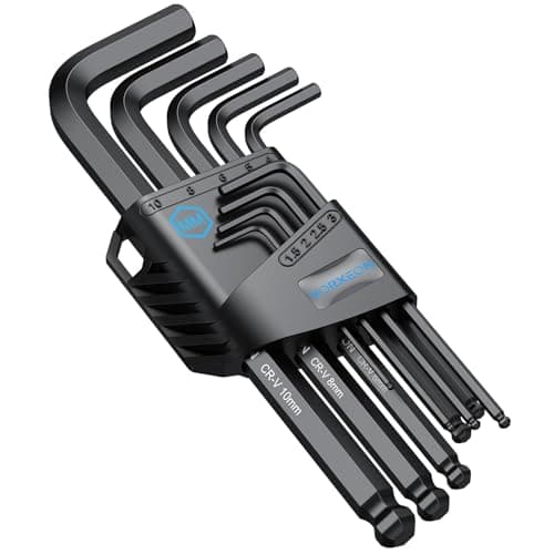 Image of VORXEON 9PCS Allen Wrench Hex Key Set 1.5mm-10mm, Metric Long Ball End Allen Key Set L-Key with Visible Coding for Bike Motorcycle Repair Furniture Assembly Household DIY