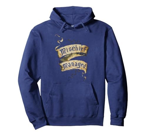Image of Harry Potter Mischief Managed Pullover Hoodie, Adult Unisex, Navy Blue, Small