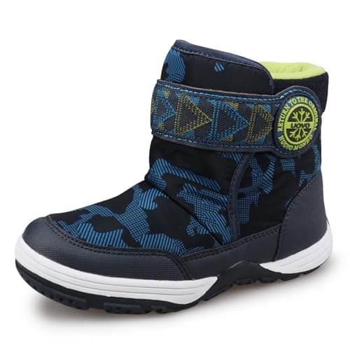 Image of UOVO Boys Winter Boots Water Resistant Snow Boots Kids Thermal Lining Trainers Outdoor Shoes Blue Size 13 UK Little Kids 32EU