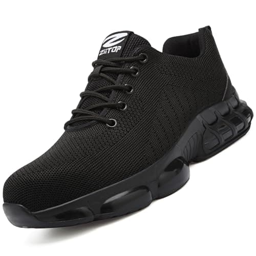 Image of Safety Trainers Men Steel Toe Cap Trainers Work Safety Shoes for Women Black Size 8 Lightweight Steel Toe Cap Trainers Mens Work Boots Non-Slip Chefs Shoes Men Industrial Protective Composite