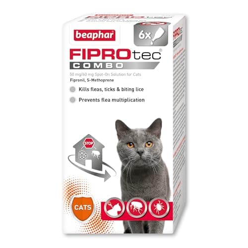 Image of Beaphar - FIPROtec® COMBO for Cats – 6 pipettes - Kills Fleas, Flea Eggs, Flea Larvae & Ticks - Stops Fleas Multiplying on Pet and in Home - Vet Strength Cat Flea Treatment
