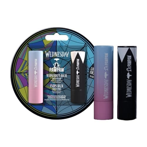 Image of Dr.PAWPAW x Wednesday Ophelia Hall Gift Set 2 x 4g, Tinted Lip Balm Duo in Soft Pink and Moody Plum, Hydrating Pawpaw Lip Care with Buildable Colour, Vegan Gift Set