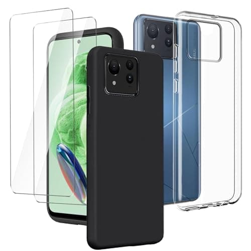 Image of LYZXMY Case Compatible with ASUS Zenfone 11 Ultra (6.78") Transparent + Black Cover + [2 Pieces] Tempered Film Glass Screen Protector - Silicone Soft TPU Cover Shell
